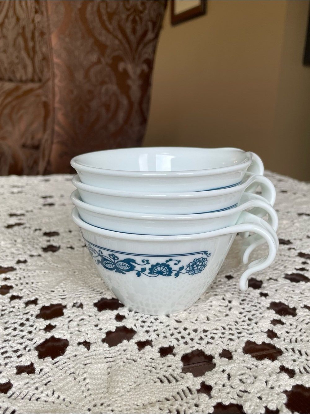 Corning Corelle Old Town Blue 4pc Teacup Set